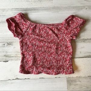Japna Salmon Floral Crop Top